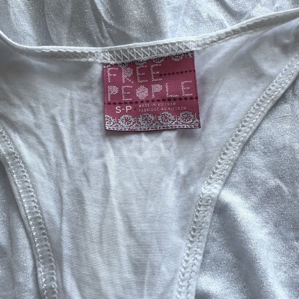 Free People Shimmery White Tank Top - Picture 5 of 8
